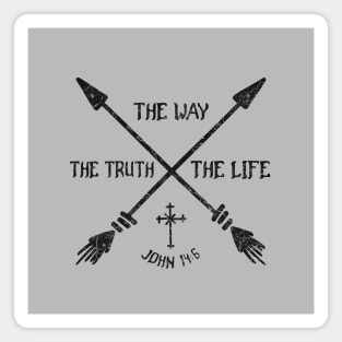 The Way, the Truth and the Life from John 14:6, Boho style with black text Magnet